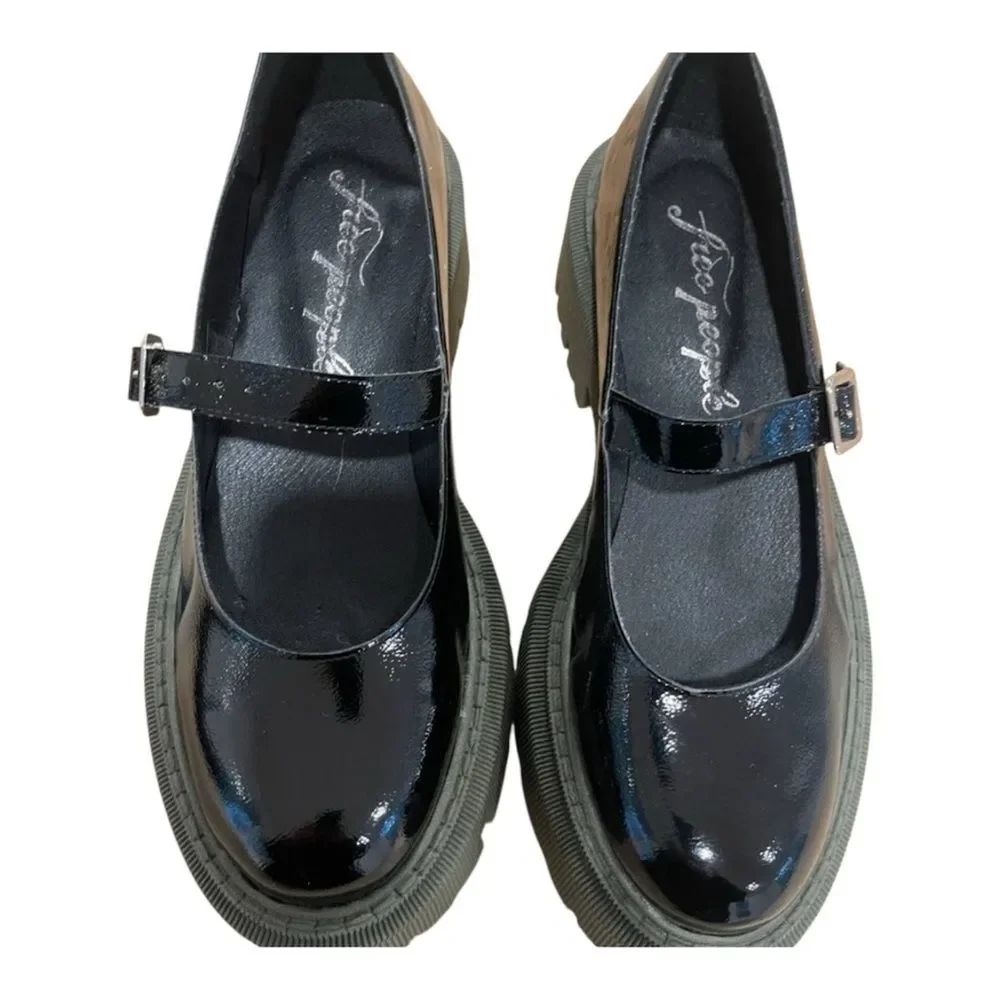 Free People Malika Patent Leather Mary Jane Chunky Platform Heel SZ 7 NWOB